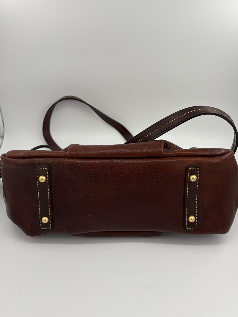 Dooney & Bourke Brown Florentine Leather Double-Handle Shoulder Bag - Picture 5 of 11